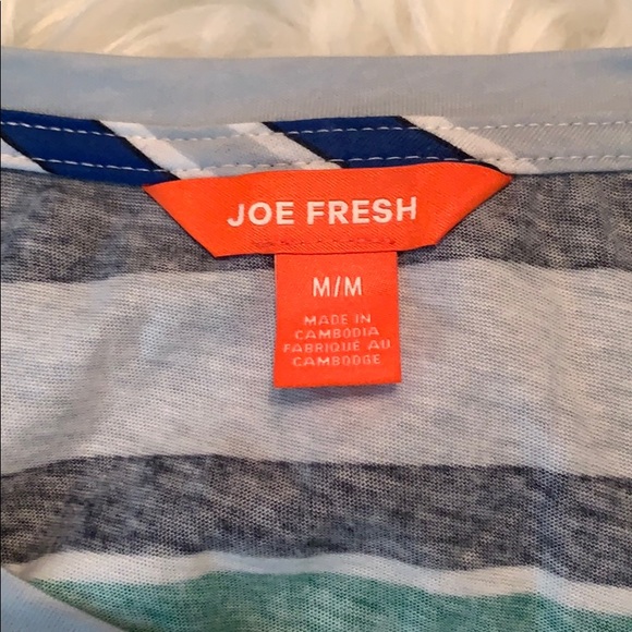 Joe Fresh Green Blue Striped Peplum Tank Sz Med - Picture 6 of 8